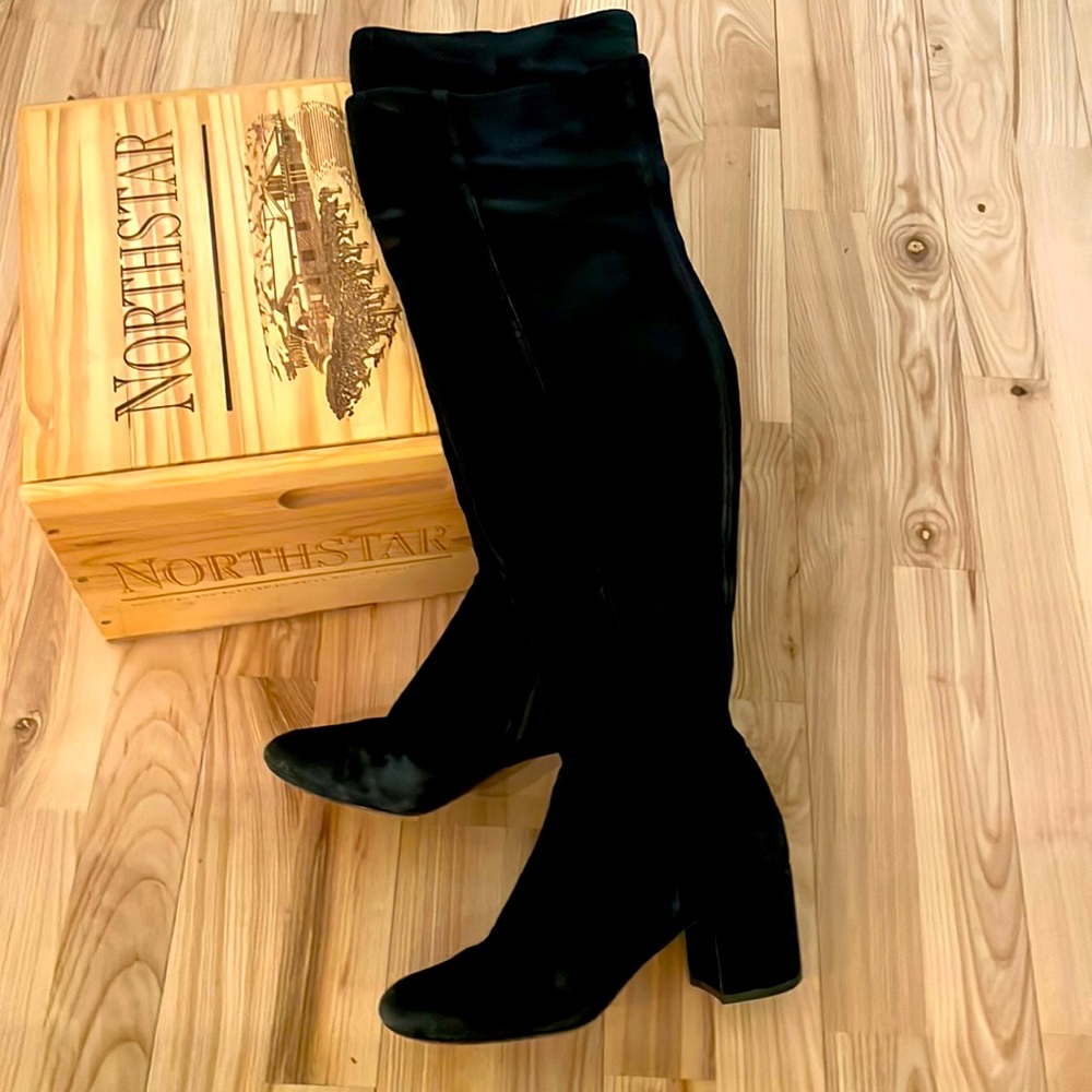 Cole Haan black suede over-the-knee heeled boots (used)